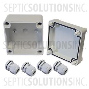 Small IP65 Junction Box - 4" x 4" x 2", 4 Cord Grips